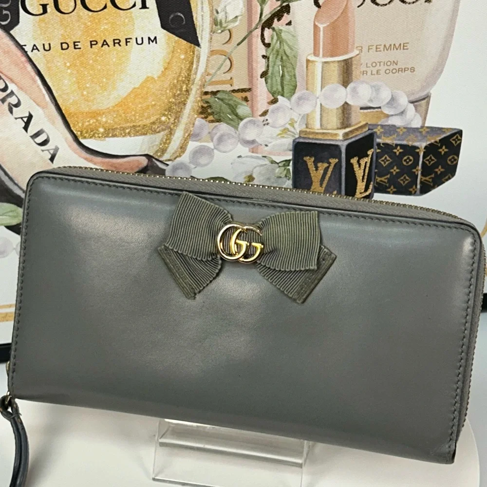GUCCI GG Marmont Japan Exclusive Ribbon Zip Around  Wallet 😍 - Picture 8 of 17